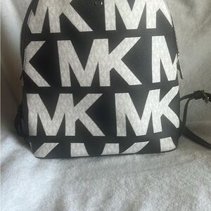 Michael Kors Black and White Logo Backpack